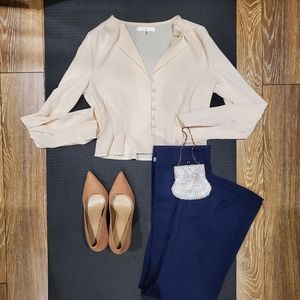 Pin-Tuck pleated Button Down Blouse